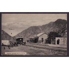 ESTACION DE FERROCARRIL ANTIGUA TARJETA POSTAL CACHEUTA MENDOZA FCTA TREN